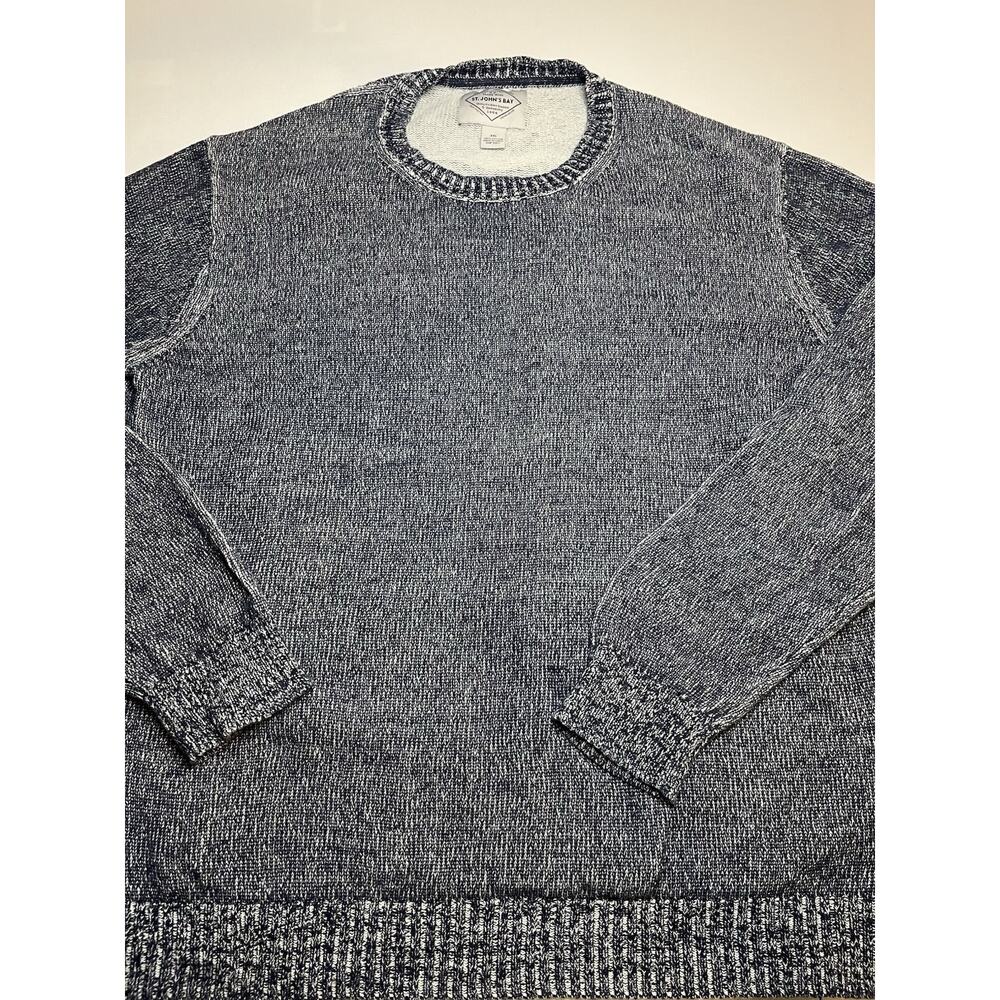 100% Cotton Navy Blue White Men’s Sweater XXL Pullover Crewneck St. John’s Bay